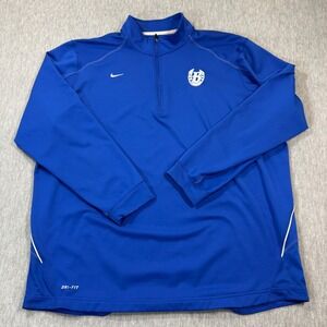 Nike Pullover Men XXL Blue 1/4 Zip Long Sleeve Dri-Fit Athletic Training Shirt